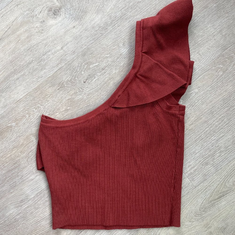EXPRESS One-Shoulder Ribbed Tank Top S - Picture 3 of 5